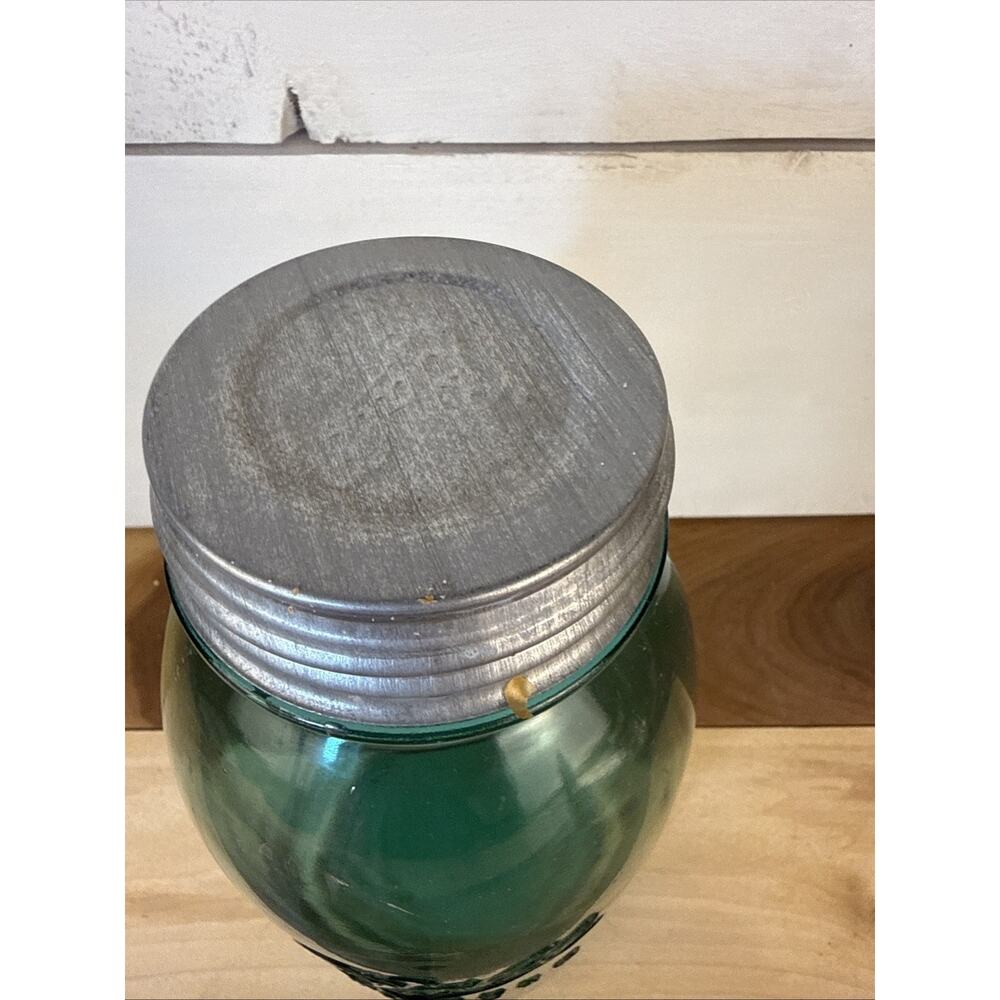 Ball Jar Perfect Mason Off Center #3 RARE 1913-15 Vintage Blue Green 1/2 Gal - Picture 3 of 7